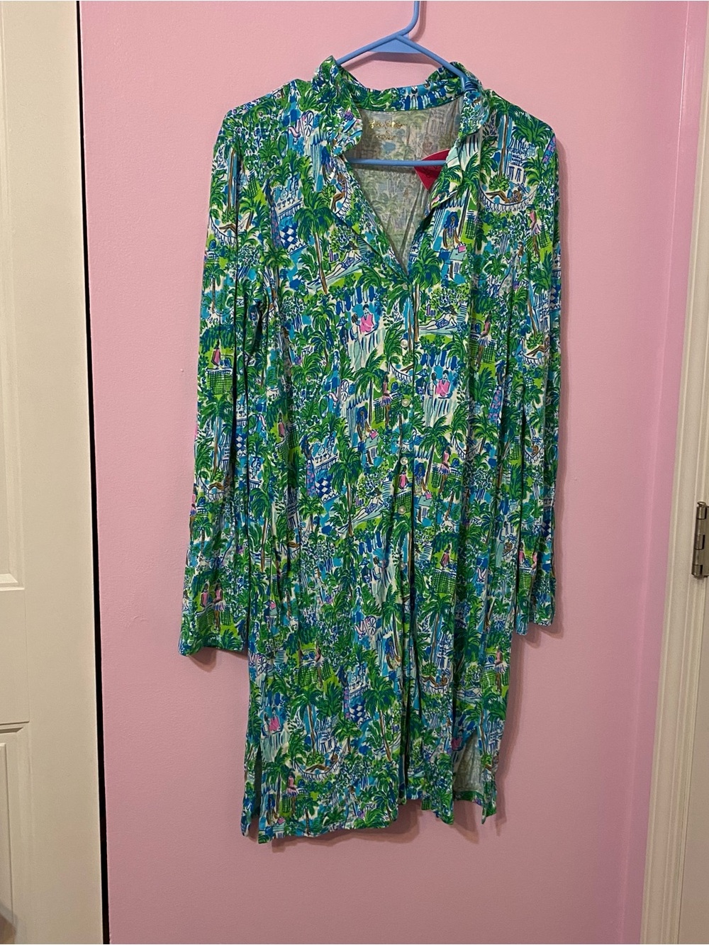 LILLY PULITZER Chilton Pajama Nightshirt Sprout Green Lilly On Holiday Medium - Picture 2 of 5
